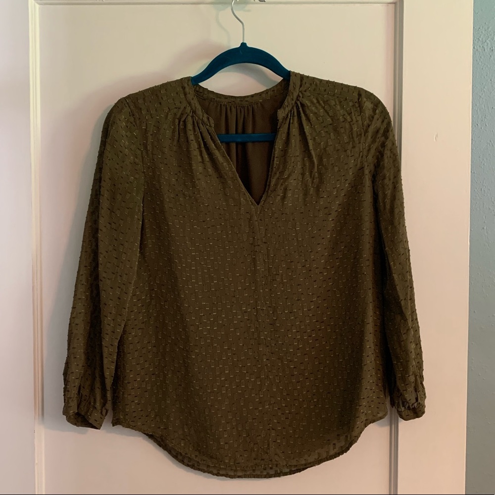 Camo Green J. Crew Blouse, Size Small